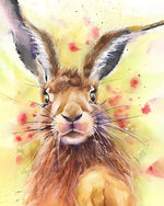 Watercolour hare with floral splash cross stitch kit for beginners