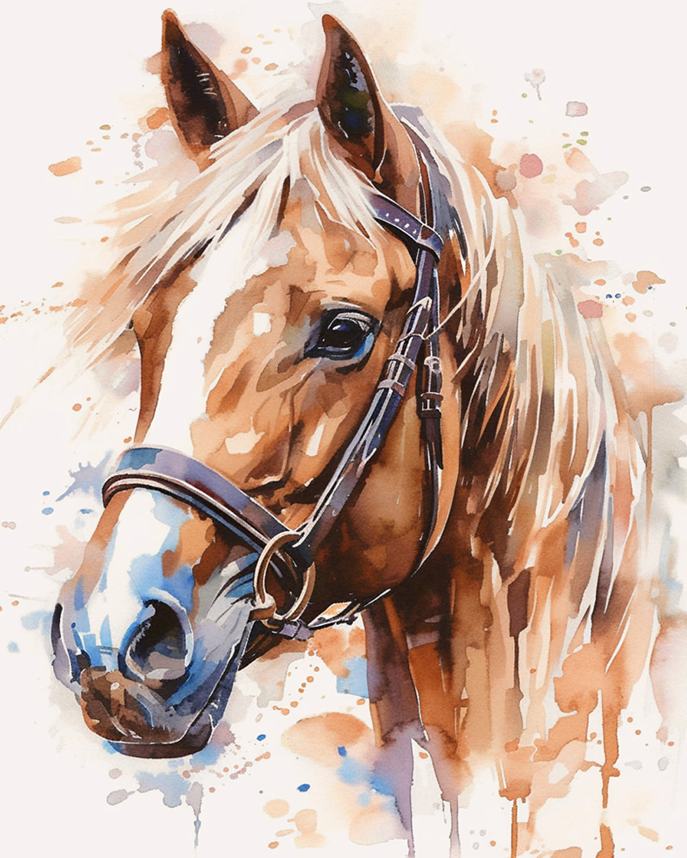 Watercolour horse head cross stitch kit for beginners