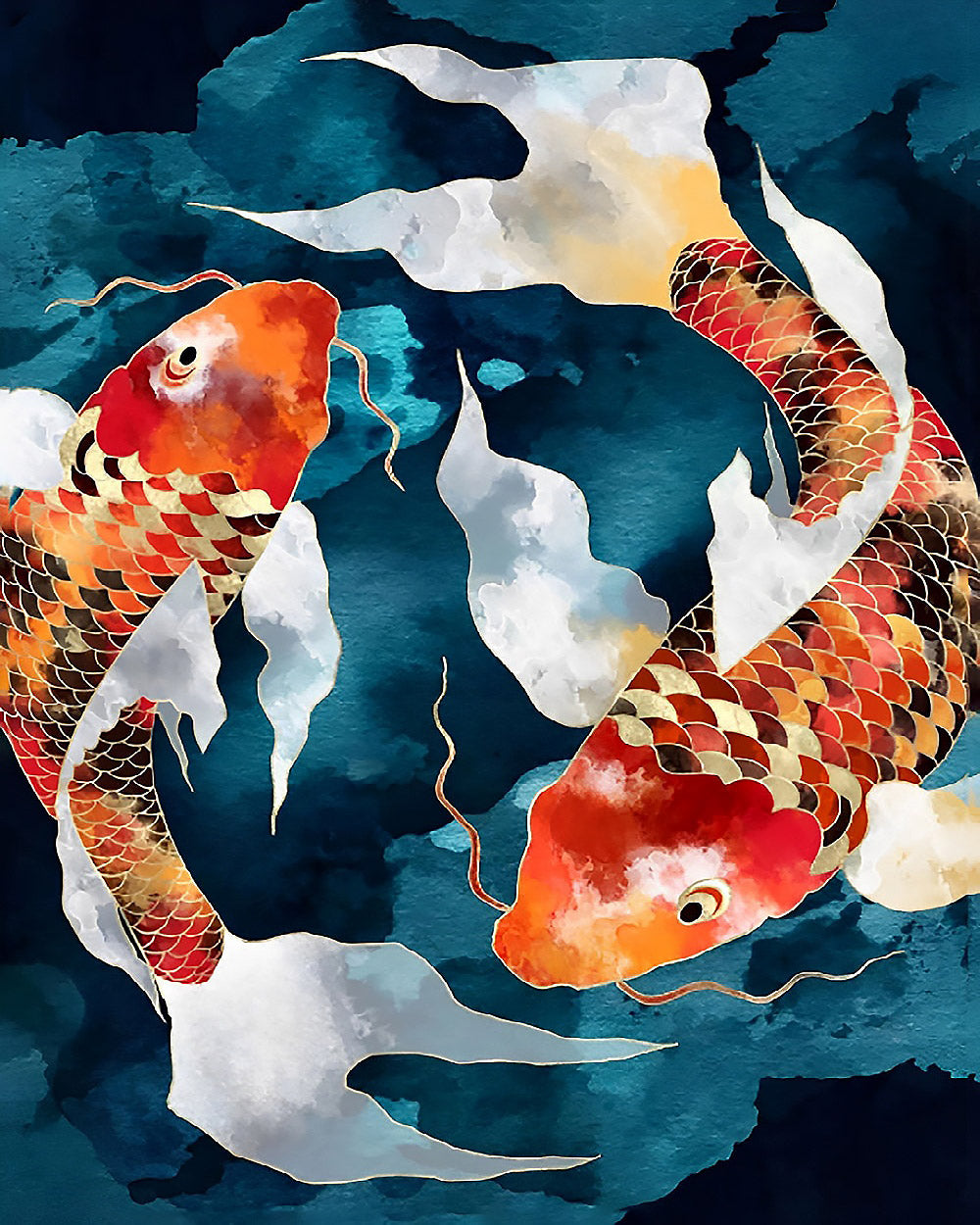 Watercolour koi fish cross stitch kit for beginners