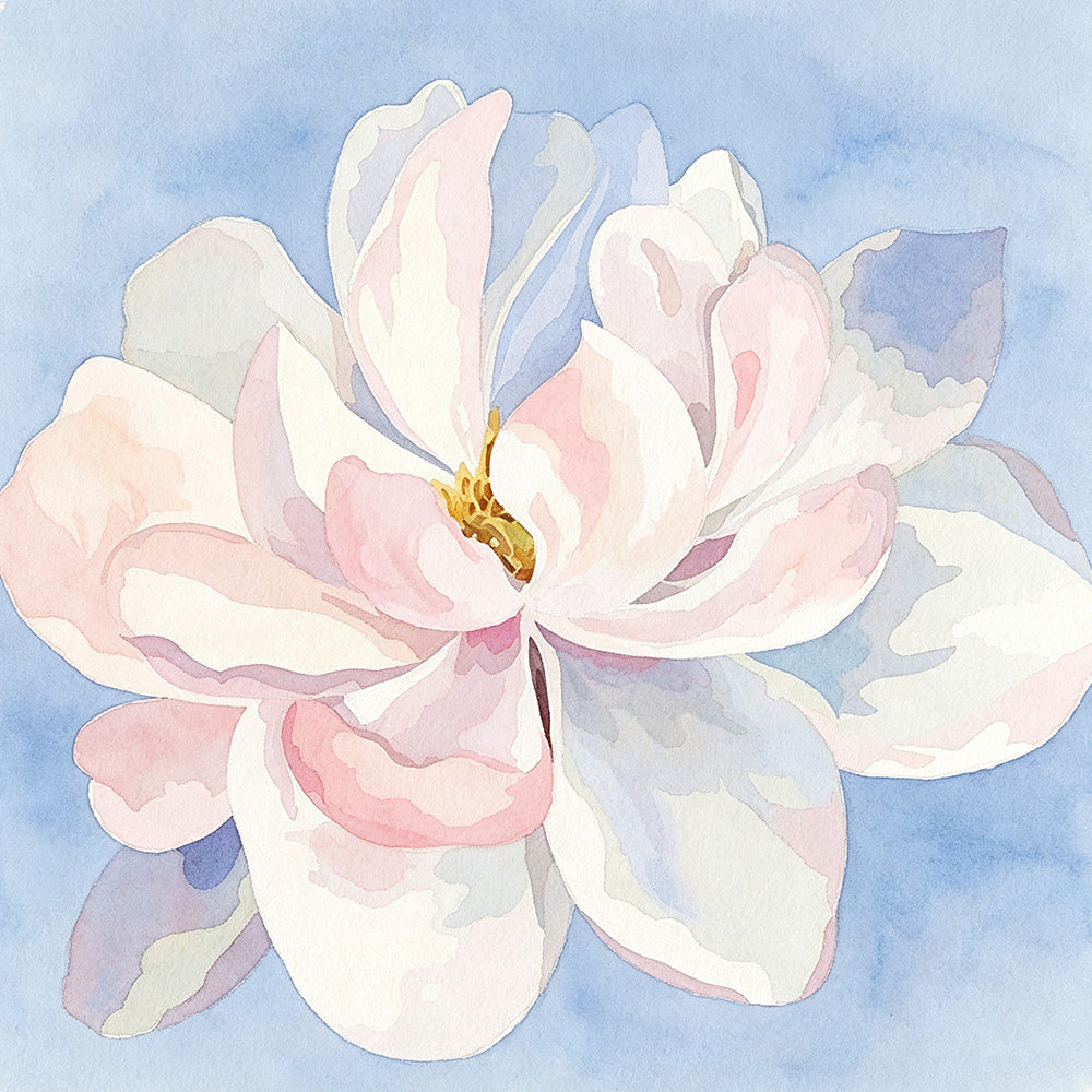 Watercolour magnolia flower cross stitch kit for beginners
