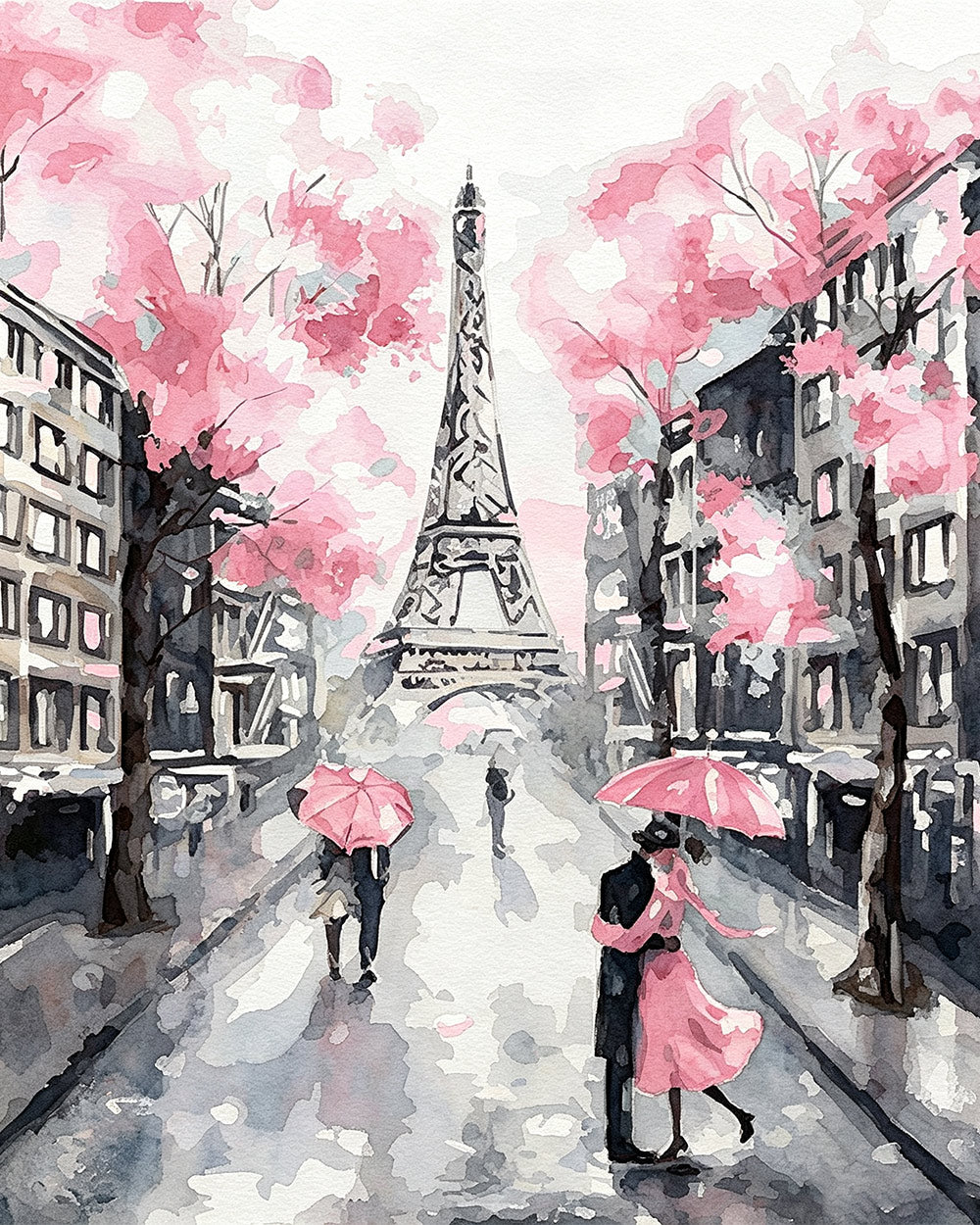 Watercolour paris in spring cross stitch kit for beginners