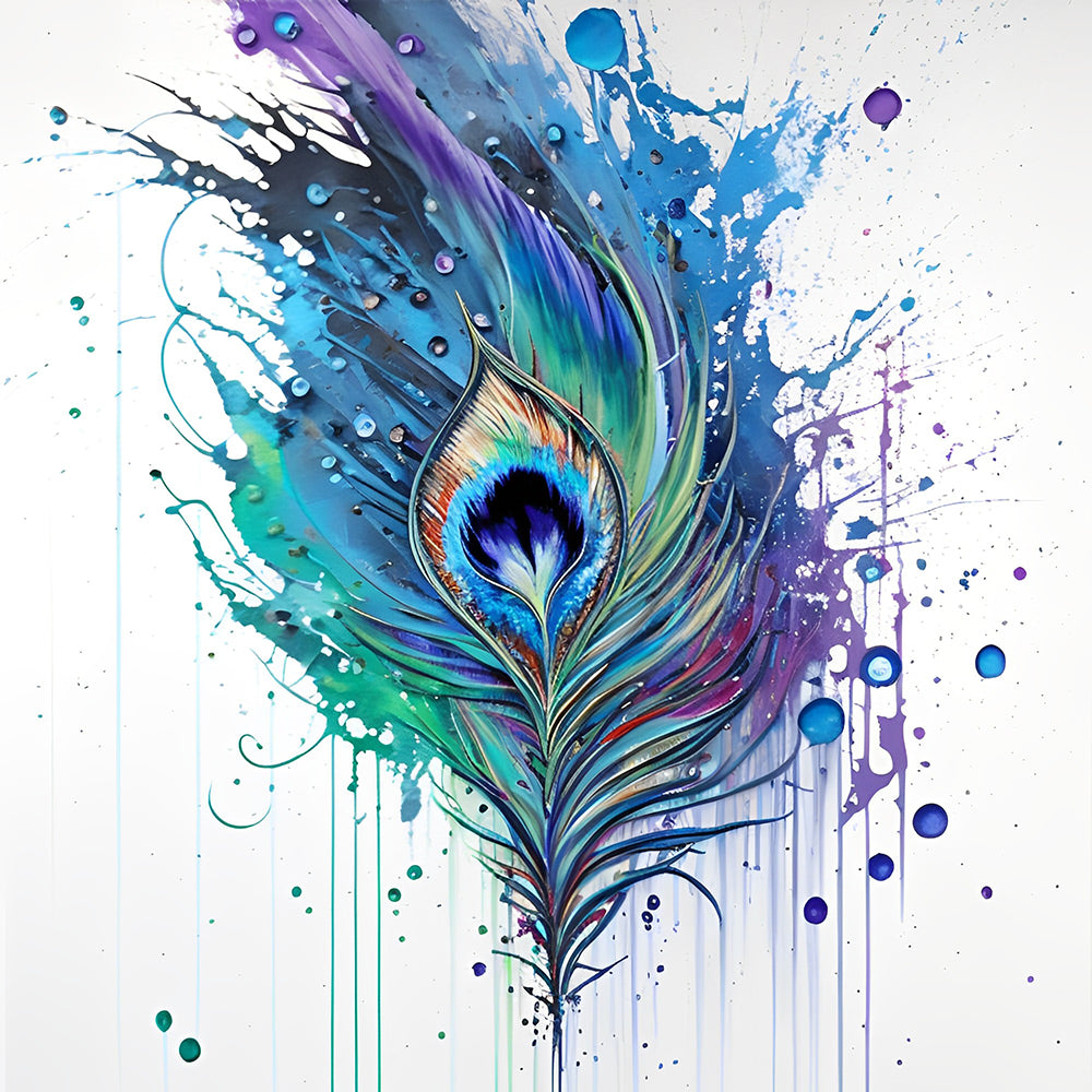 Watercolour peacock feather cross stitch kit for beginners
