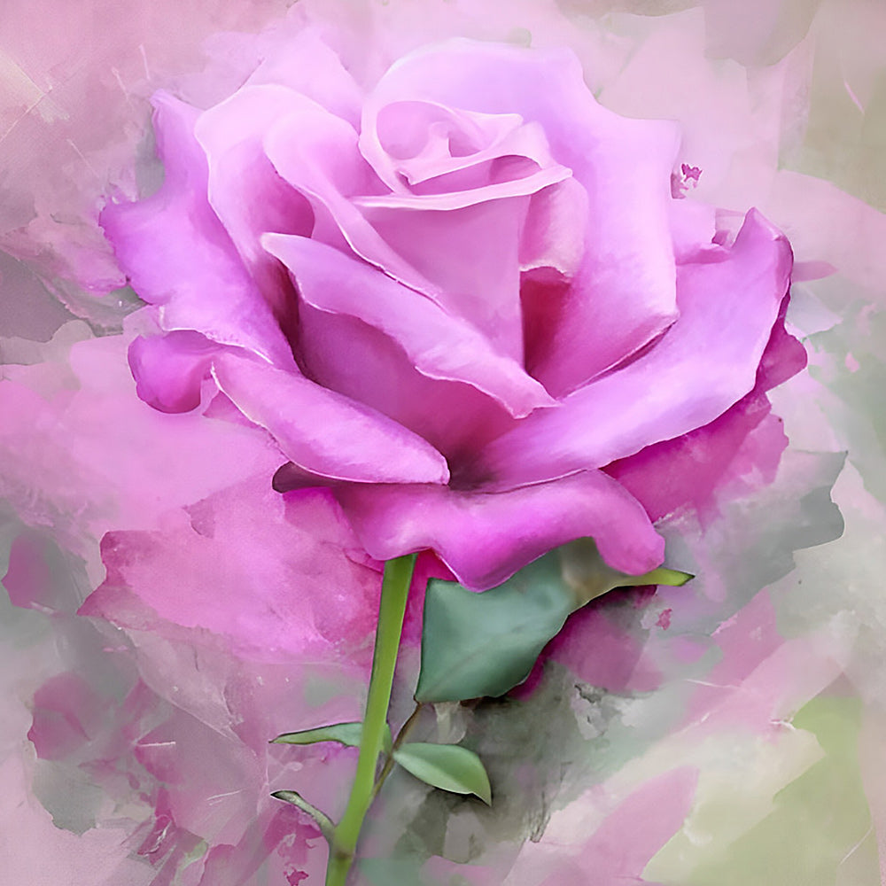 Watercolour pink rose cross stitch kit for beginners