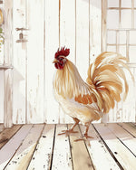 Watercolour rooster by white door cross stitch kit for beginners