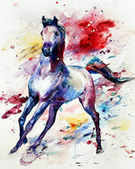 Watercolour running horse cross stitch kit for beginners