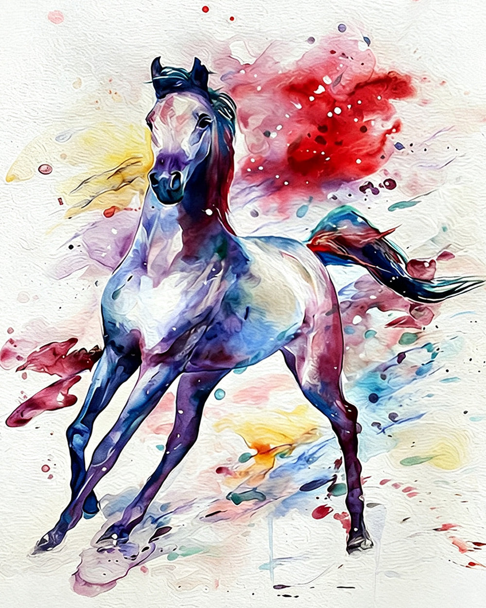 Watercolour running horse cross stitch kit for beginners