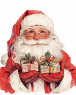 Watercolour santa with gifts cross stitch kit for beginners