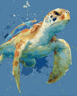 Watercolour sea turtle splatter cross stitch kit for beginners