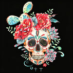 Watercolour skull with cacti and flowers cross stitch kit for beginners