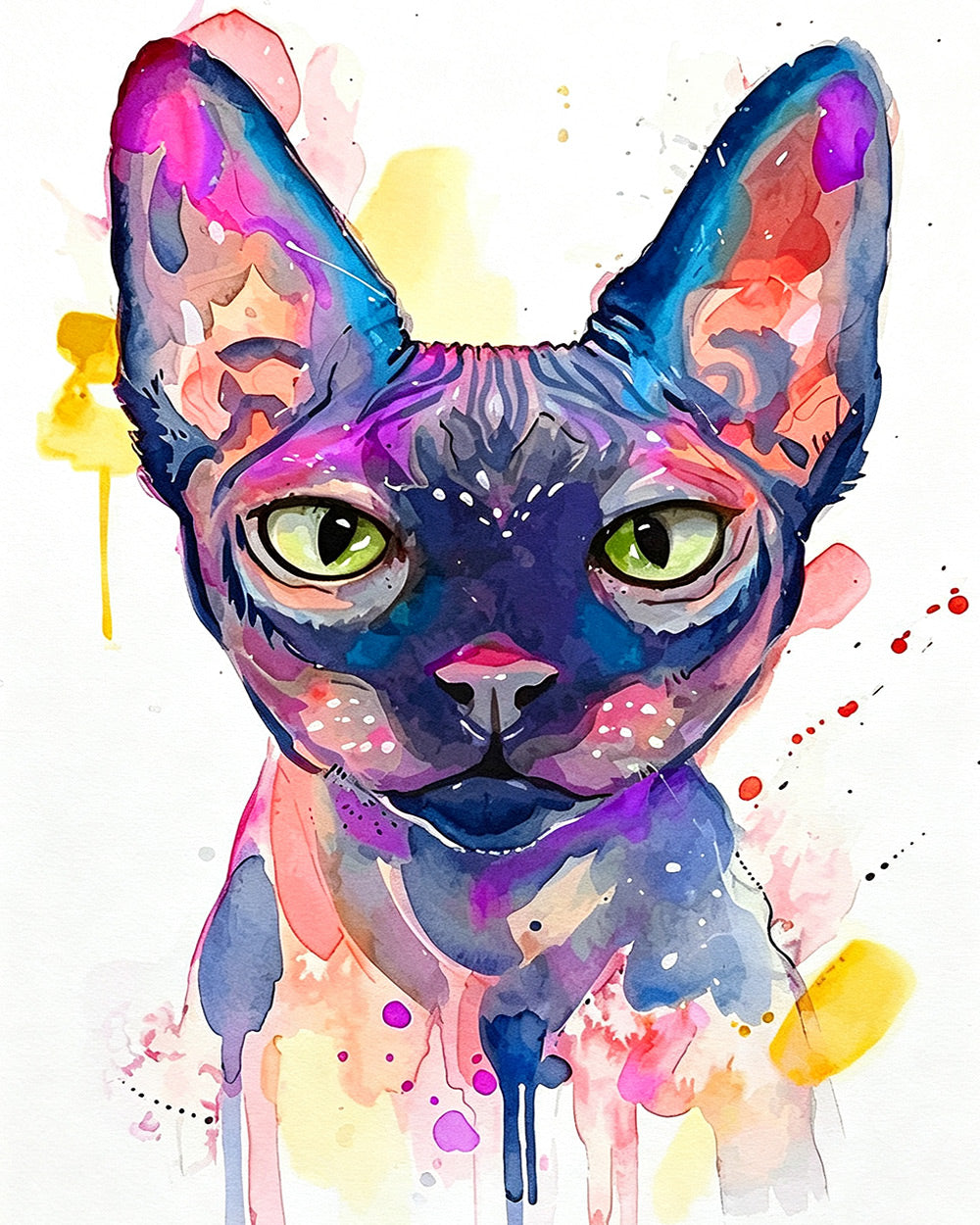 Watercolour sphynx cat cross stitch kit for beginners