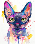 Watercolour sphynx cat cross stitch kit for beginners