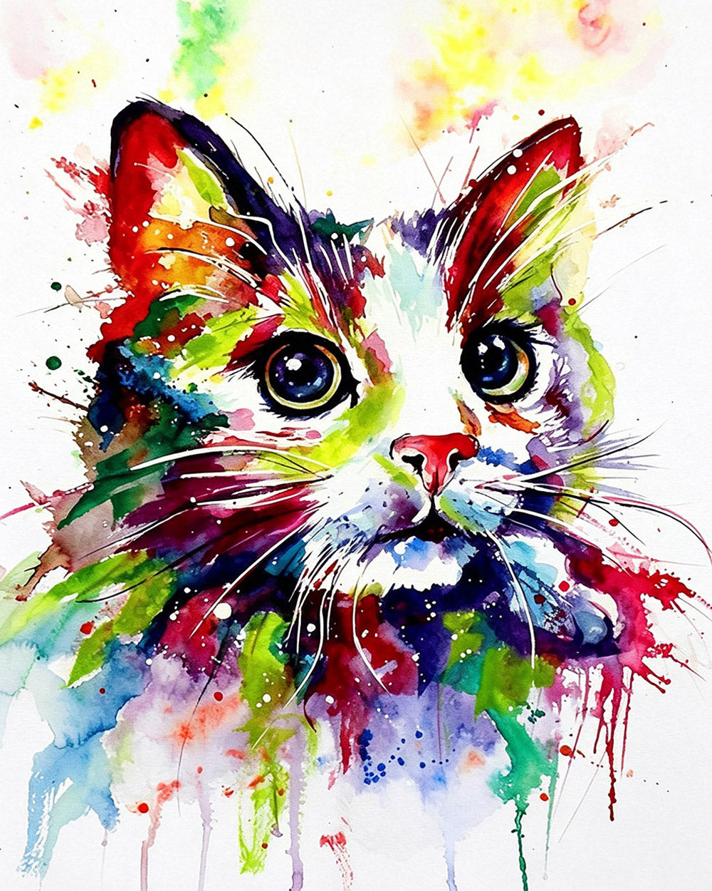 Watercolour splash cat cross stitch kit for beginners