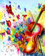 Watercolour violin and butterflies cross stitch kit for beginners