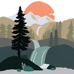 Waterfall and pine trees landscape cross stitch kit for beginners