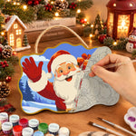 Waving santa gift bag paint by numbers door hanger painting process