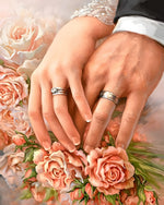 Wedding hands with rings and roses cross stitch kit for beginners