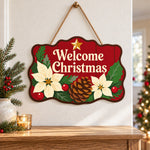 Welcome christmas poinsettia paint by numbers door hanger as indoor wall decor