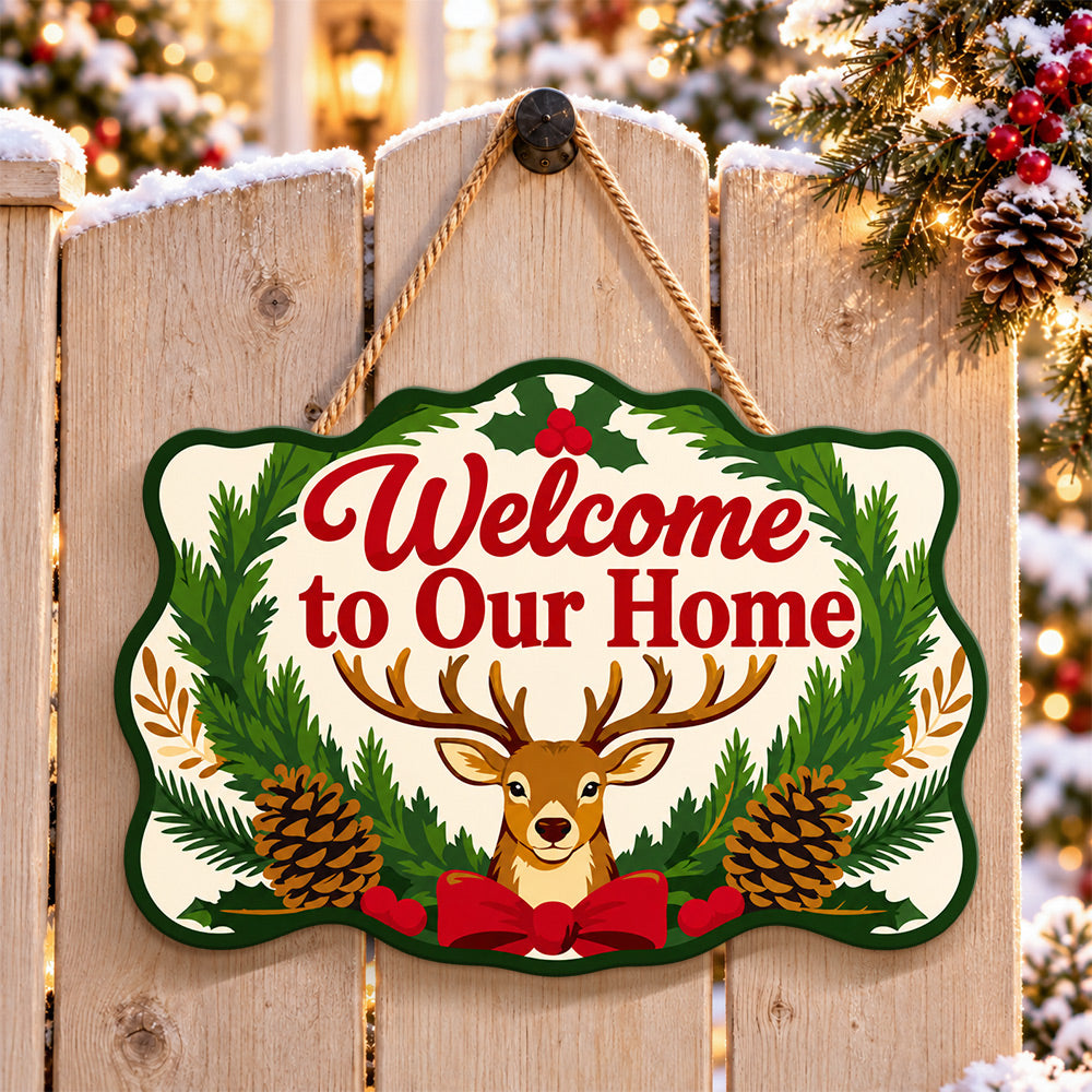 Welcome to our home paint by numbers door hanger on a garden gate