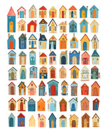Whimsical colourful tiny houses paint by numbers kit for beginners