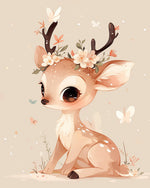Whimsical deer with flower crown cross stitch kit for beginners