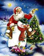 Whimsical santa and snowman cross stitch kit for beginners