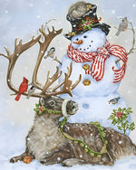 Whimsical snowman and reindeer cross stitch kit for beginners