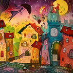 Whimsical twisted town paint by numbers kit for beginners
