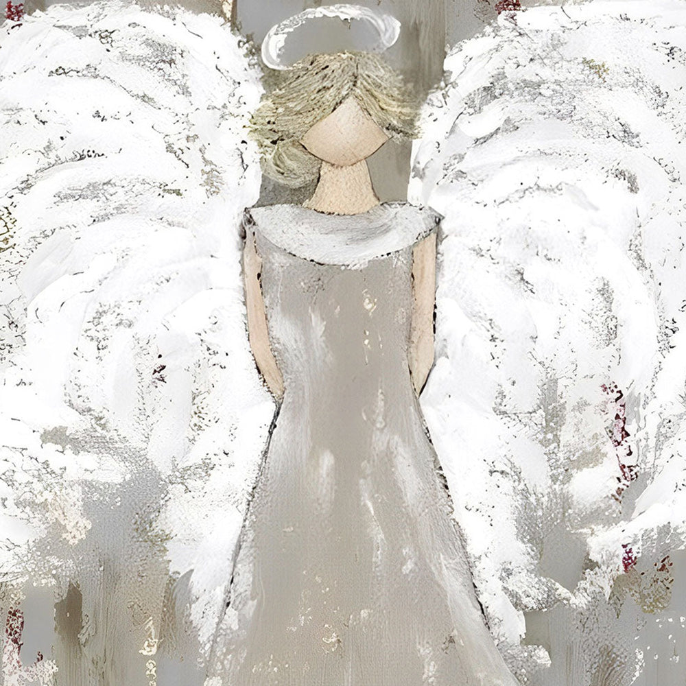 White angel statue cross stitch kit for beginners