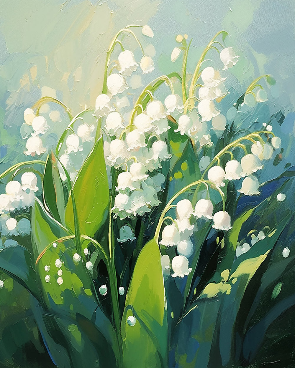 White bell flowers cross stitch kit for beginners