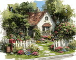 White cottage and red mailbox paint by numbers kit for beginners