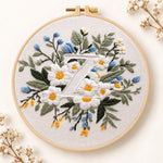 White daisies and letter z embroidery kit