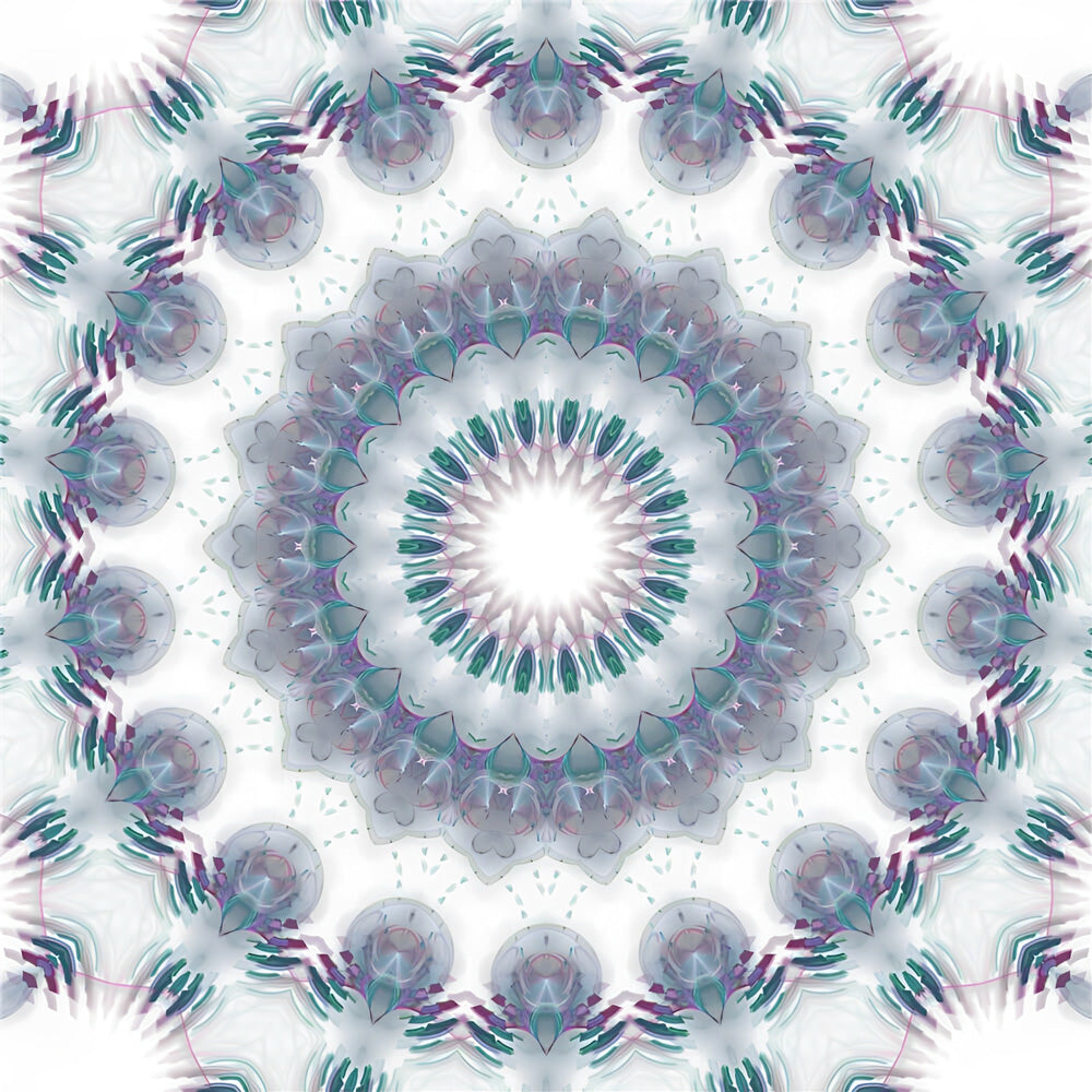 White kaleidoscope mandala cross stitch kit for beginners