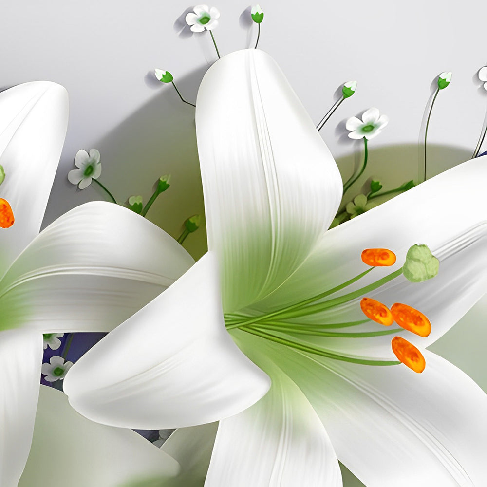 White lily flower close up cross stitch kit for beginners