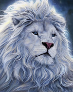 White lion with blue eyes cross stitch kit for beginners