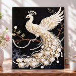 White pearl peacock pearl diamond painting kit for beginners
