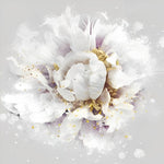 White peony with gold leaf splatter cross stitch kit for beginners
