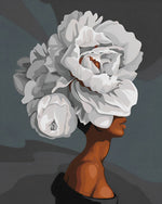 White peony woman portrait cross stitch kit for beginners