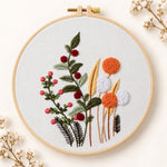 Wild berry and dandelion blooms embroidery kit