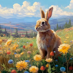 Wild hare in a mountain meadow cross stitch kit for beginners