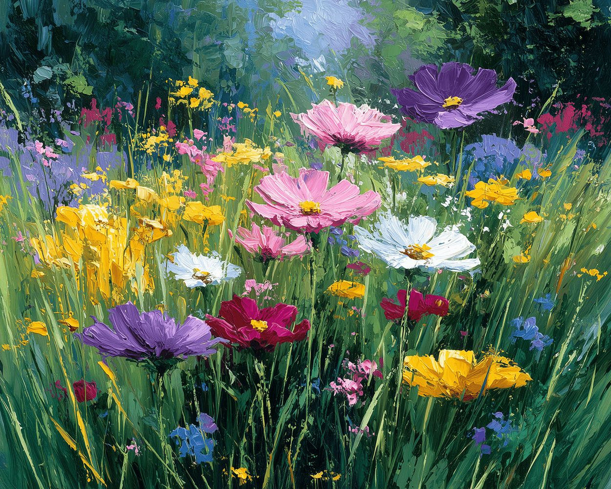Wildflower garden in bloom paint by numbers kit for beginners
