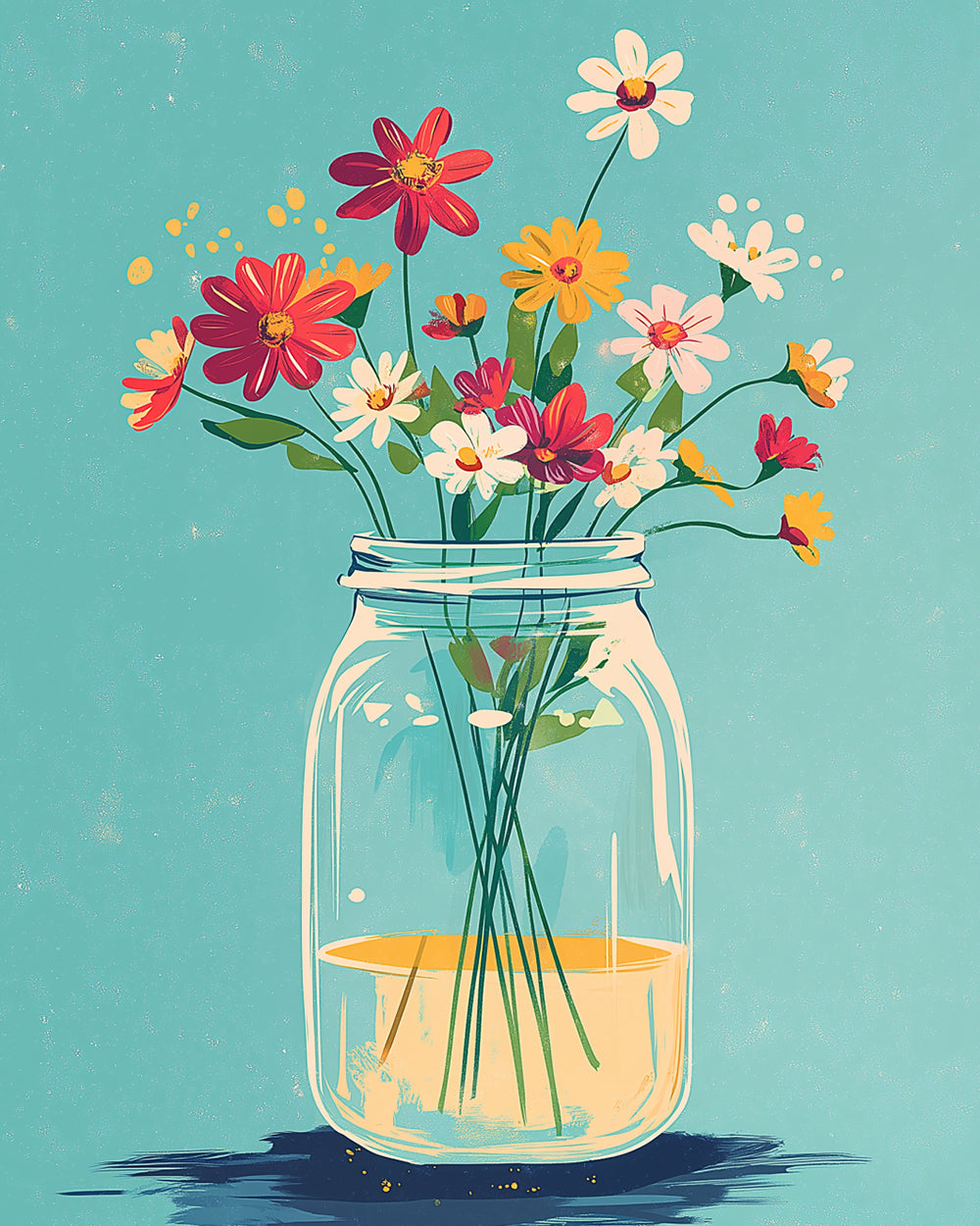 Wildflowers in a mason jar cross stitch kit for beginners