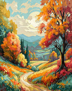 Winding autumn road cross stitch kit for beginners