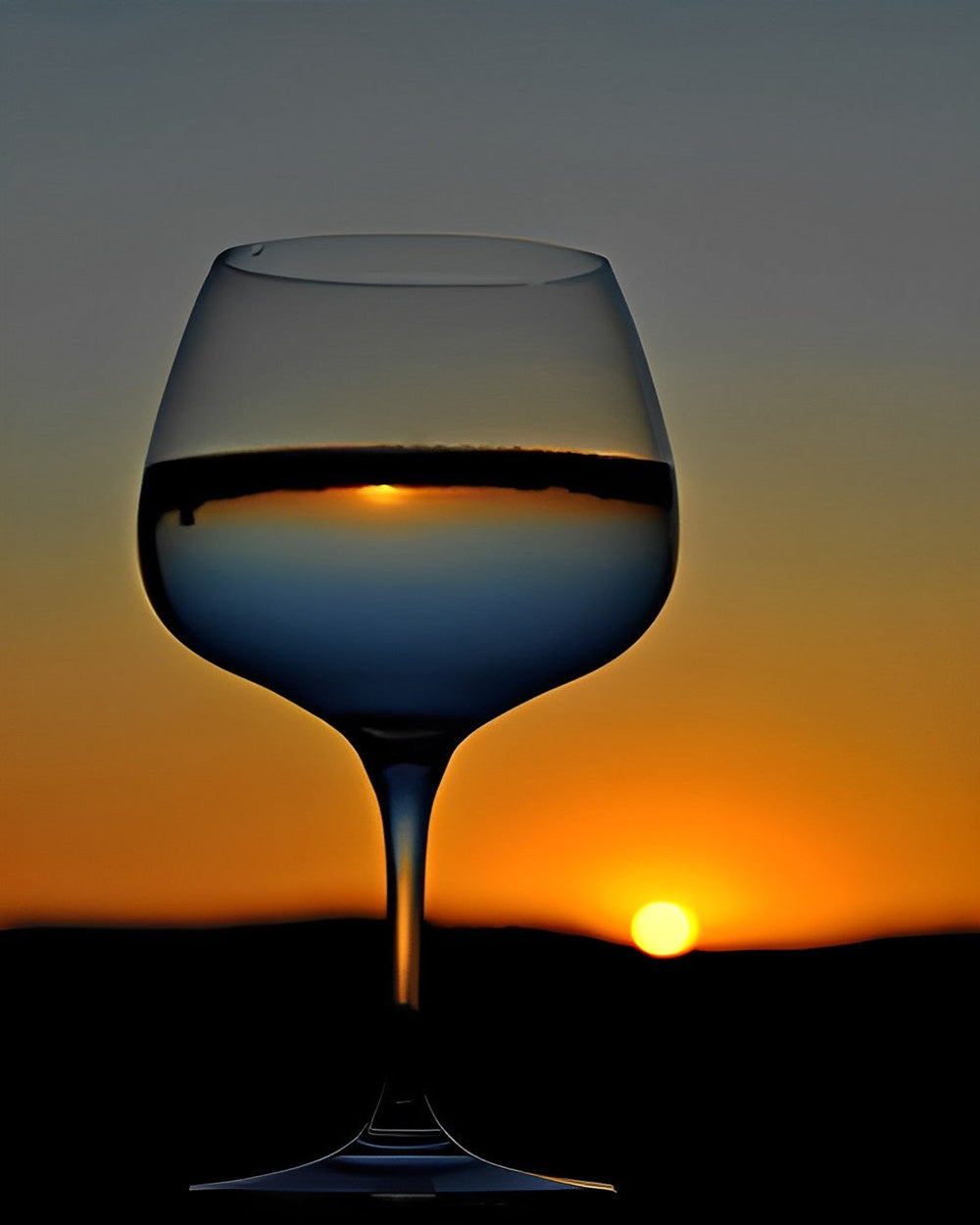Wine glass sunset cross stitch kit for beginners