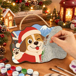 Winking christmas dog paint by numbers door hanger painting process