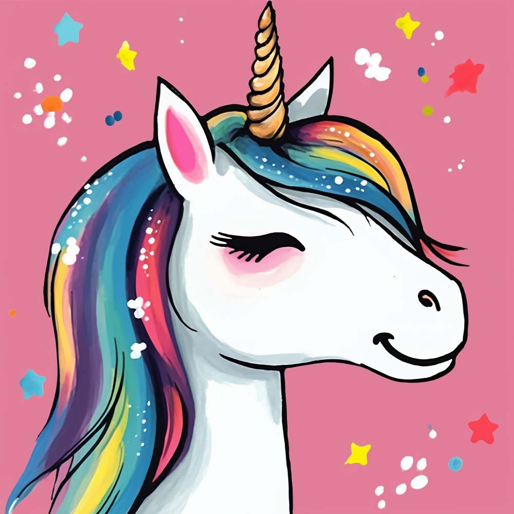 Winking rainbow unicorn cross stitch kit for beginners