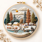 Winter camping valley embroidery kit