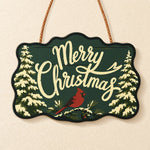Winter cardinal scene paint by numbers door hanger finished design
