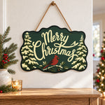 Winter cardinal scene paint by numbers door hanger as indoor wall decor