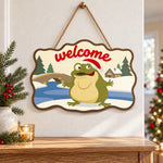 Winter frog warm welcome paint by numbers door hanger as indoor wall decor