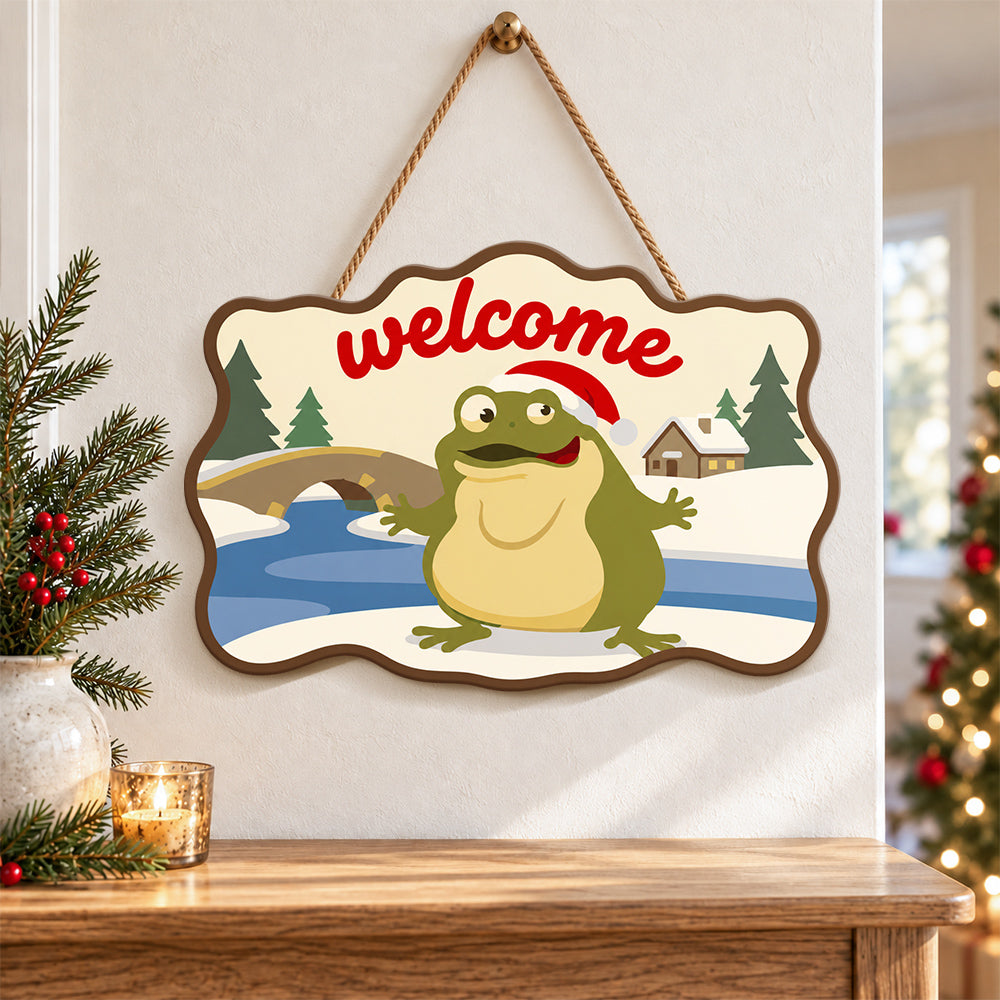 Winter frog warm welcome paint by numbers door hanger as indoor wall decor